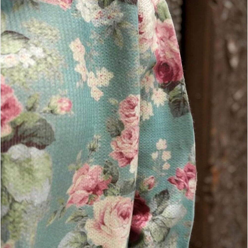 Women's Floral Print Button Down Cardigan Sweater Long Sleeve Lightweight Fall O - Picture 4 of 4